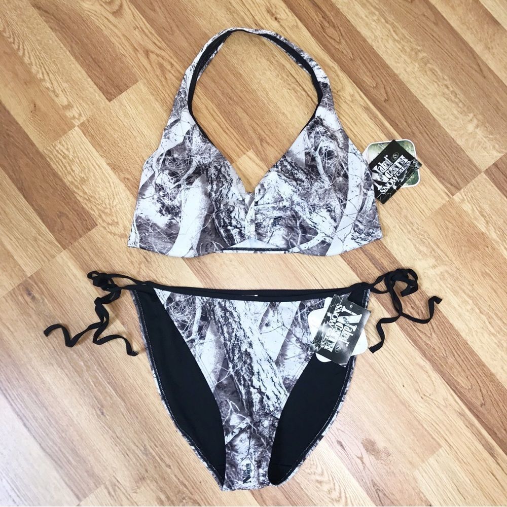 WILDERNESS DREAMS Naked North Bikini Two Piece Swimsuit Camo Gray Sz XL XXL‎ New
